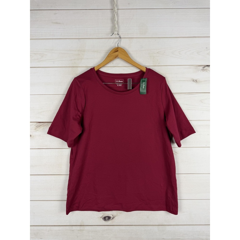 L.L. Bean Shirt Womens XL Red Green Blue Short Sleeve Cotton Crewneck Lot 3